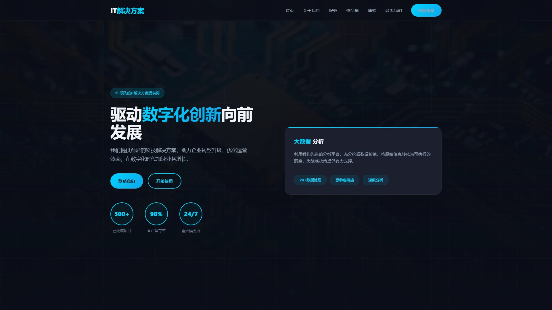 数字化技术解决方案公司网页模板免费下载