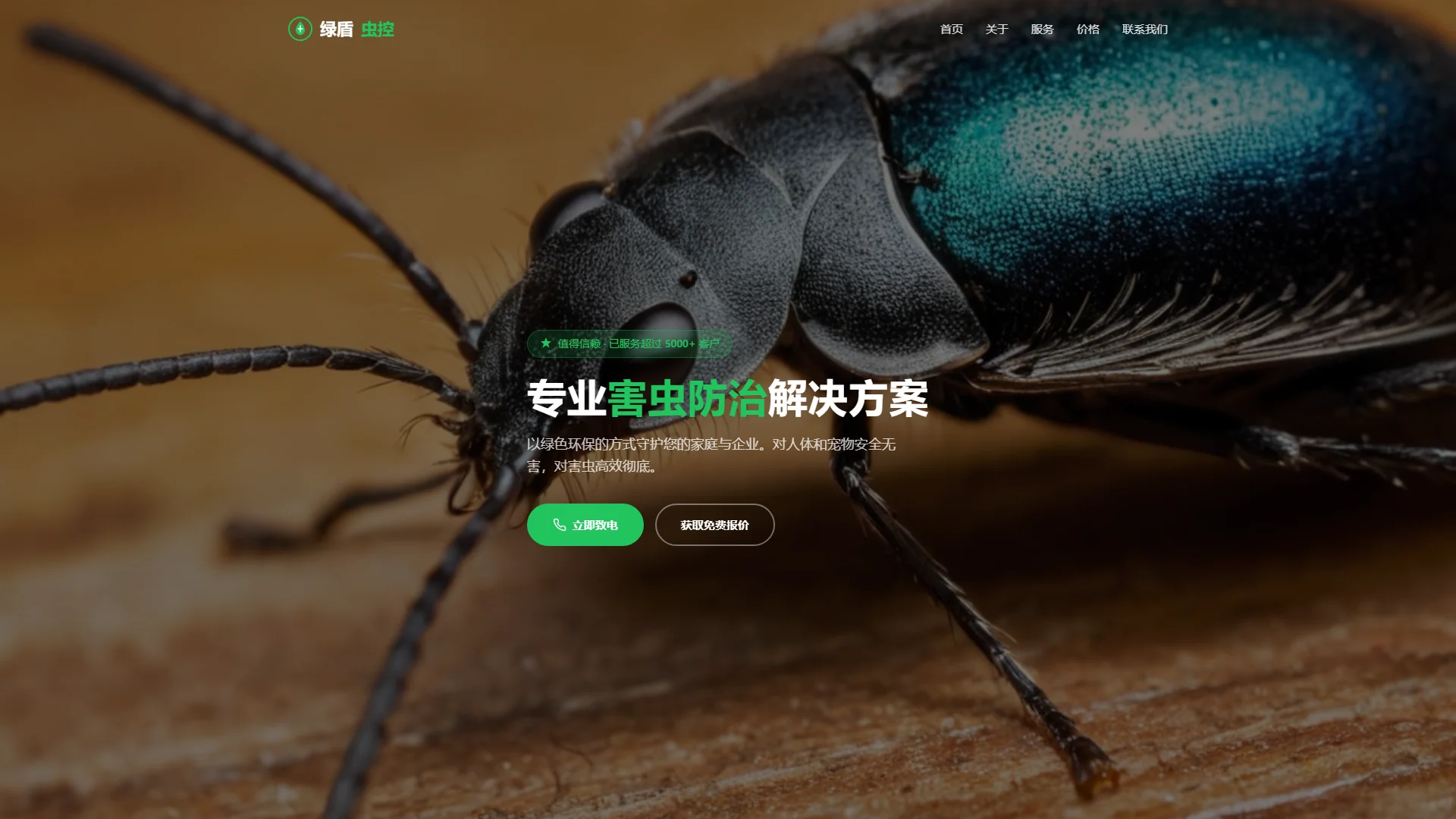 EcoPest - 绿盾环保害虫防治与白蚁除虫公司网站模板
